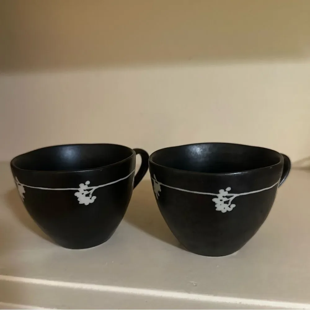 Set of Two Kansai Japanese Tea Cups Black